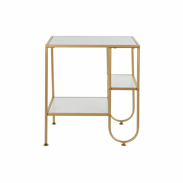 Masa laterală DKD Home Decor Auriu* Metal MDF Alb (50 x 40 x 55,5 cm)