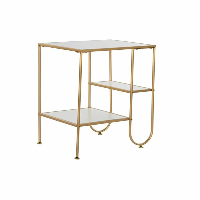 Masa laterală DKD Home Decor Auriu* Metal MDF Alb (50 x 40 x 55,5 cm)