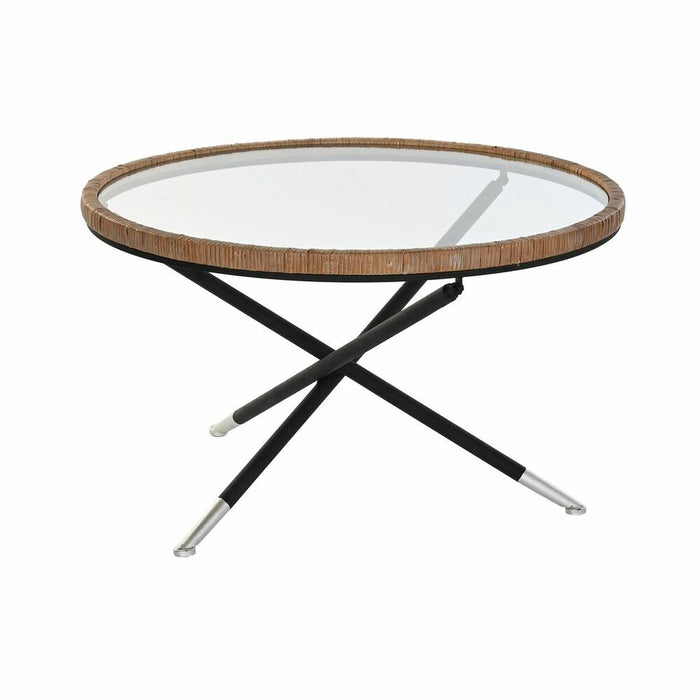 Masa laterală DKD Home Decor 80 x 80 x 48 cm Geam Natural Argintiu Negru Metal