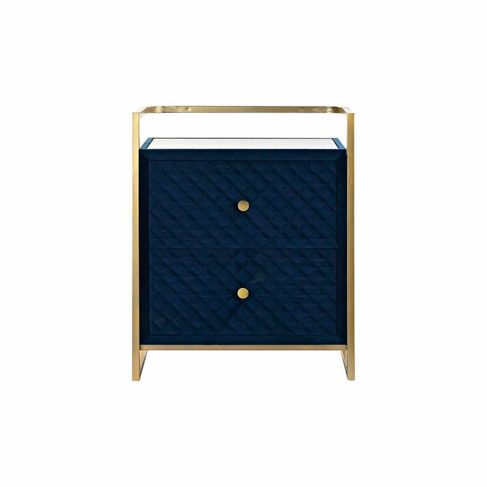 Noptieră DKD Home Decor 60 x 35 x 74 cm Geam Albastru Auriu*