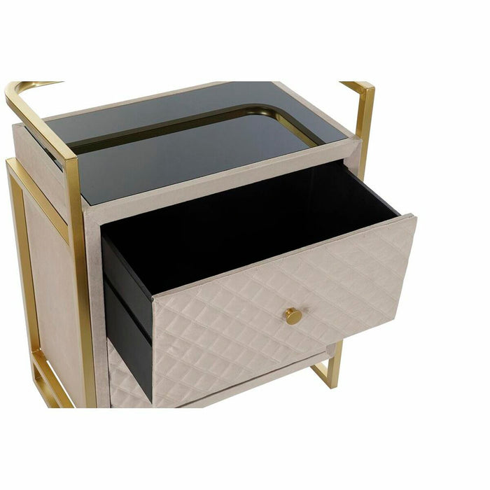 Masa laterală DKD Home Decor Bej Auriu* Metal Geam 60 x 35 x 75 cm