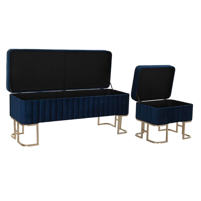 Banchetă DKD Home Decor   Albastru Metal Кадифе (110 x 40 x 47 cm)