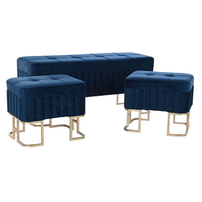 Banchetă DKD Home Decor   Albastru Metal Кадифе (110 x 40 x 47 cm)