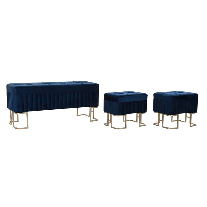 Banchetă DKD Home Decor   Albastru Metal Кадифе (110 x 40 x 47 cm)