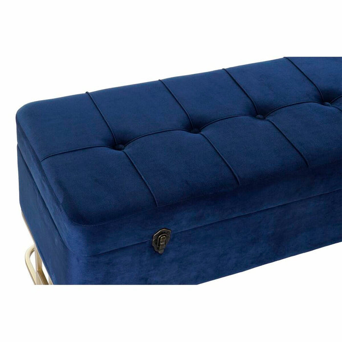 Banchetă DKD Home Decor   Albastru Auriu* Metal Кадифе (90 x 40 x 47 cm)