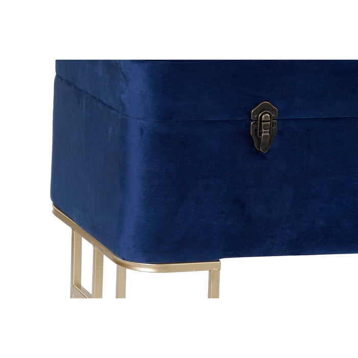 Banchetă DKD Home Decor   Albastru Auriu* Metal Кадифе (90 x 40 x 47 cm)