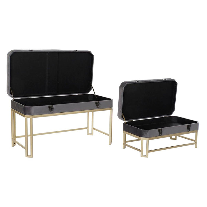 Banchetă DKD Home Decor   Gri Auriu* Metal Кадифе (80 x 40 x 47 cm)