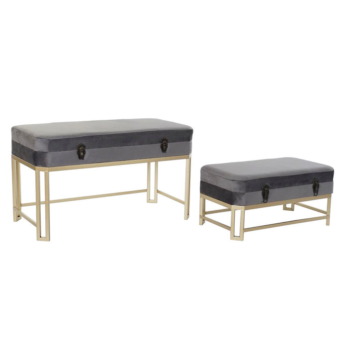 Banchetă DKD Home Decor   Gri Auriu* Metal Кадифе (80 x 40 x 47 cm)