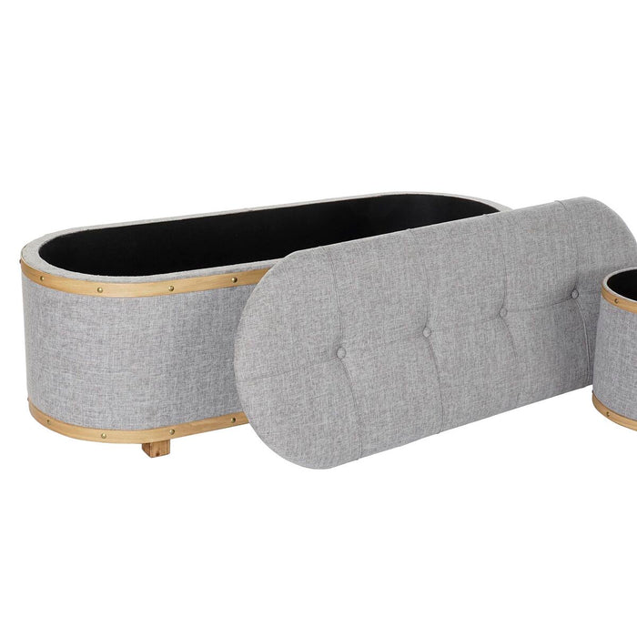 Banchetă DKD Home Decor   Gri Lemn Poliester (120 x 45 x 43 cm)
