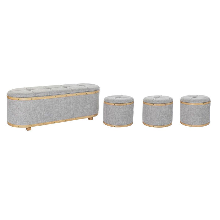 Banchetă DKD Home Decor   Gri Lemn Poliester (120 x 45 x 43 cm)