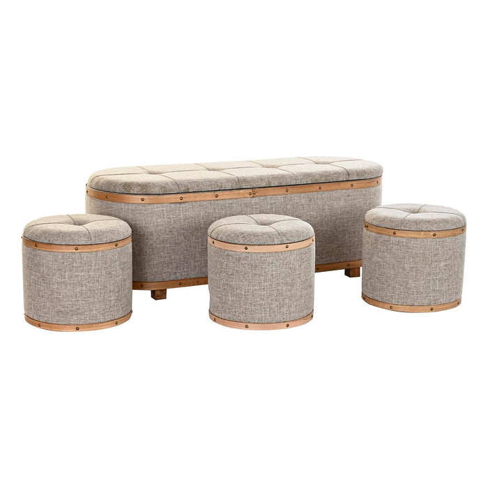 Banchetă DKD Home Decor   Bej Natural Lemn Metal Plastic 30 x 40 cm 120 x 44 x 43 cm