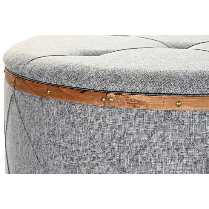 Banchetă DKD Home Decor   Natural Lemn Poliester Gri deschis (80 x 80 x 43 cm)