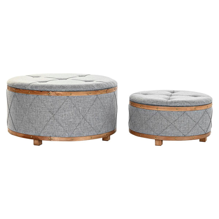 Banchetă DKD Home Decor   Natural Lemn Poliester Gri deschis (80 x 80 x 43 cm)