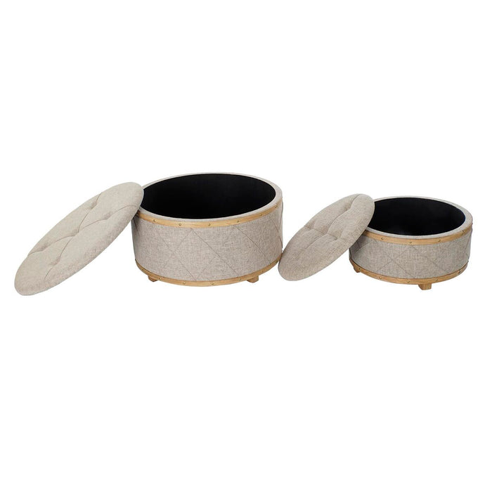 Cufăr de depozitare cu scaun DKD Home Decor Bej Lemn Metal 30 x 40 cm 80 x 80 x 43 cm