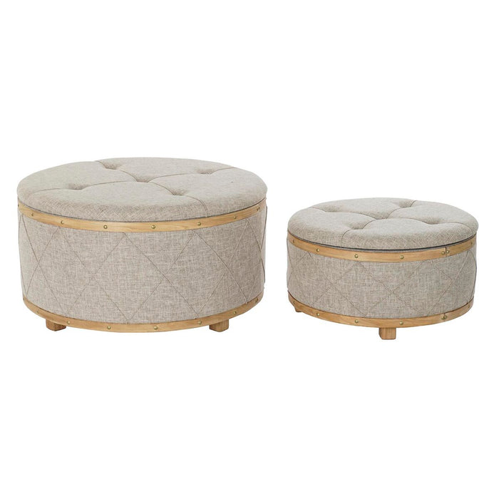 Cufăr de depozitare cu scaun DKD Home Decor Bej Lemn Metal 30 x 40 cm 80 x 80 x 43 cm