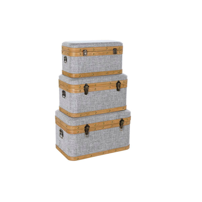 Set de Cufere DKD Home Decor 60 x 36 x 34 cm Natural Gri Lemn