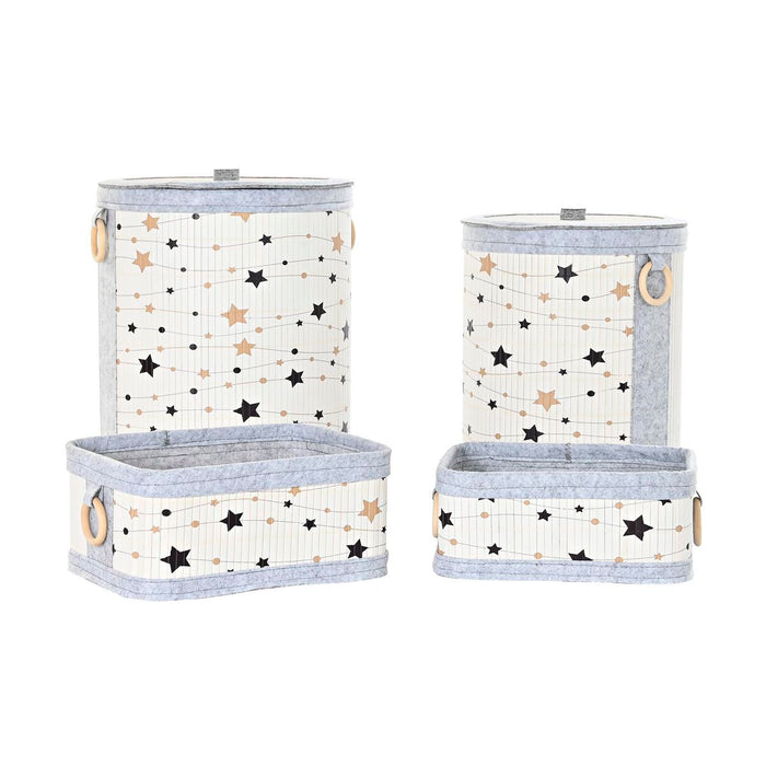 Set de Coșuri DKD Home Decor Stele Bambus 36 x 36 x 50 cm (4 pcs)