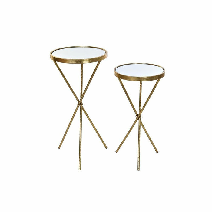 Set de 2 Măsuțe DKD Home Decor Oglindă Auriu* Metal Oriental (35 x 35 x 71 cm) (2 pcs)