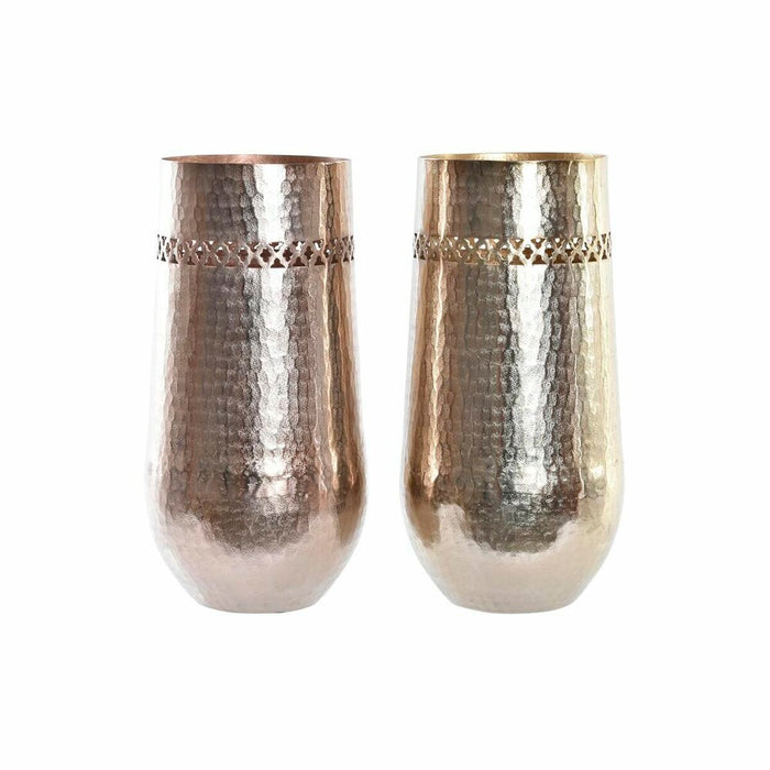 Vază DKD Home Decor Cupru Auriu* Aluminiu 17 x 17 x 35 cm Arab Tăierea (2 Unități)
