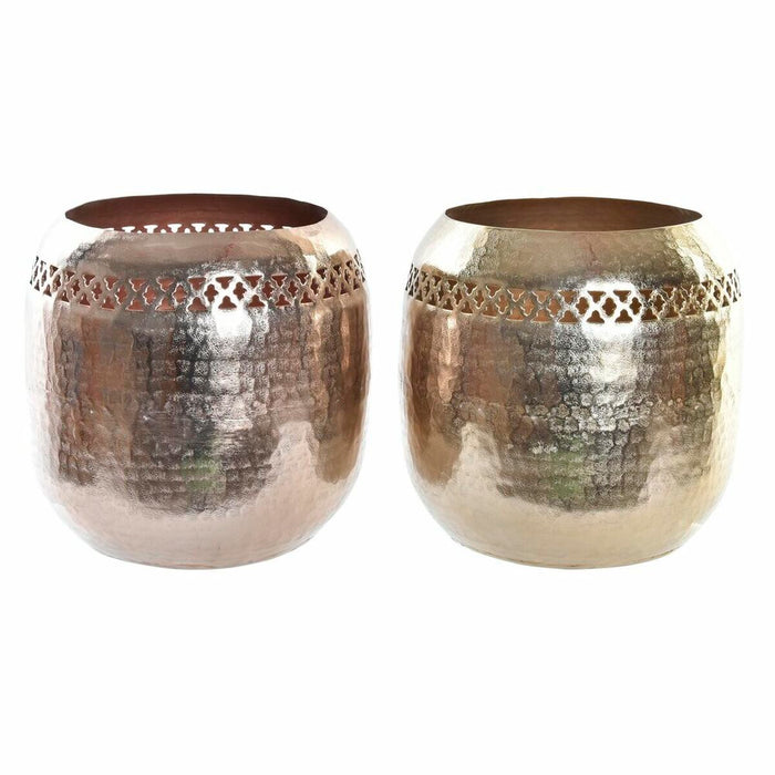 Vază DKD Home Decor Cupru 24 x 24 x 22 cm Auriu* Aluminiu Arab Tăierea (2 Unități)