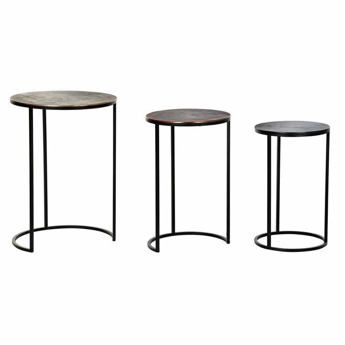 Set de 3 Măsuțe DKD Home Decor Negru Cupru Auriu* 44 x 44 x 61 cm