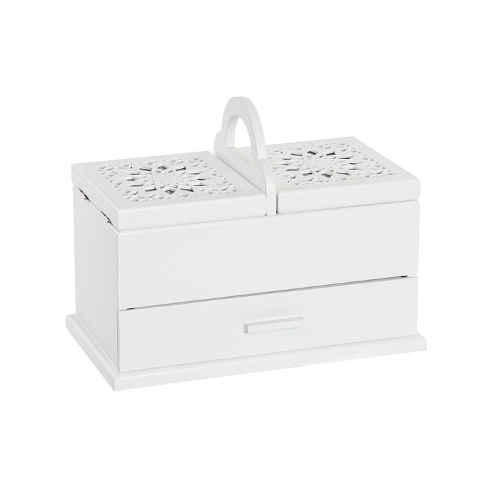 Casetă de Bijuterii DKD Home Decor Geam Alb Verde Lemn MDF 30 x 17 x 24 cm