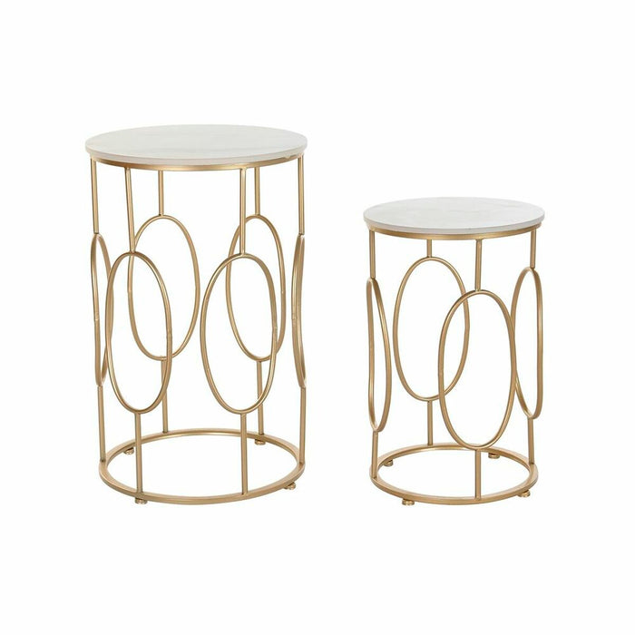 Set de 2 Măsuțe DKD Home Decor Alb Auriu* 38 x 38 x 60 cm
