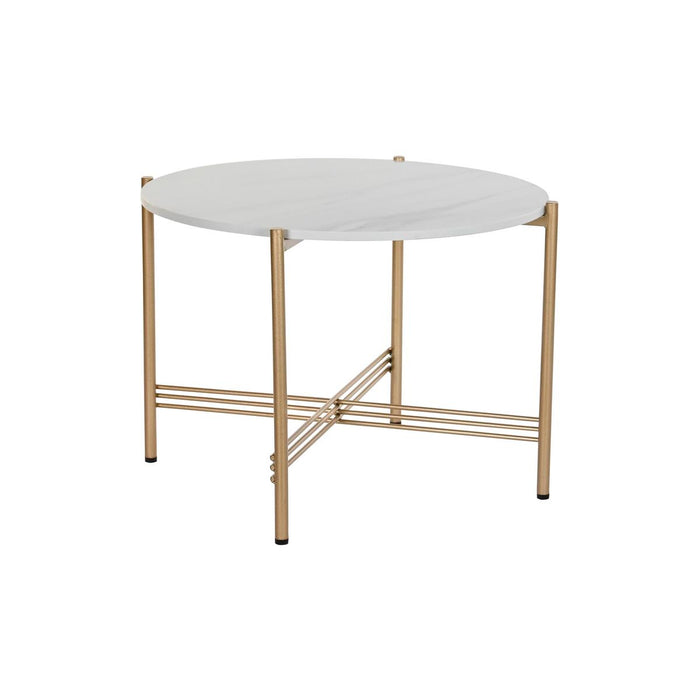 Masa laterală DKD Home Decor Auriu* Metal Marmură 65 x 65 x 45 cm