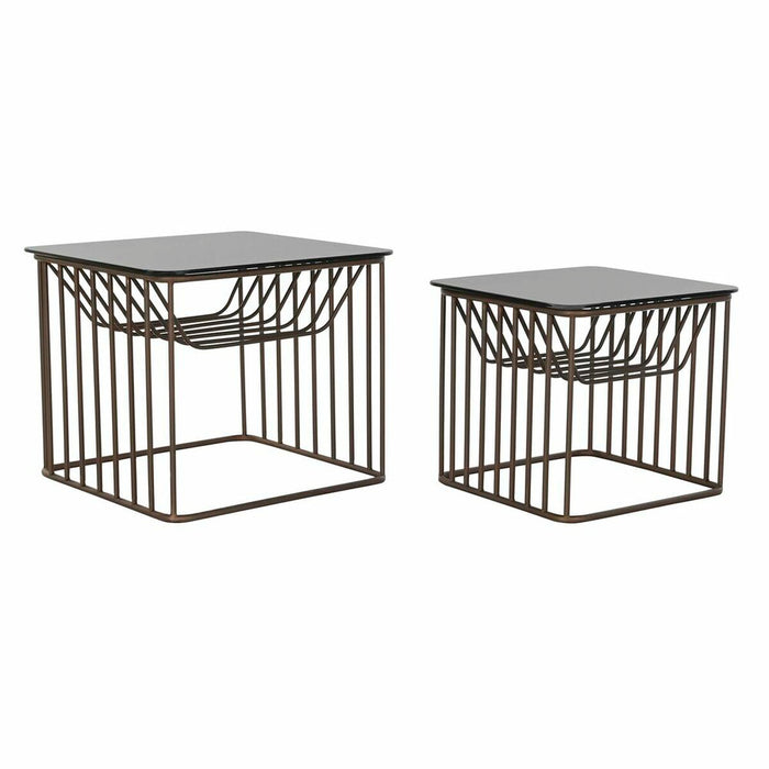 Set de 2 Măsuțe DKD Home Decor Negru Cupru 52 x 52 x 44 cm