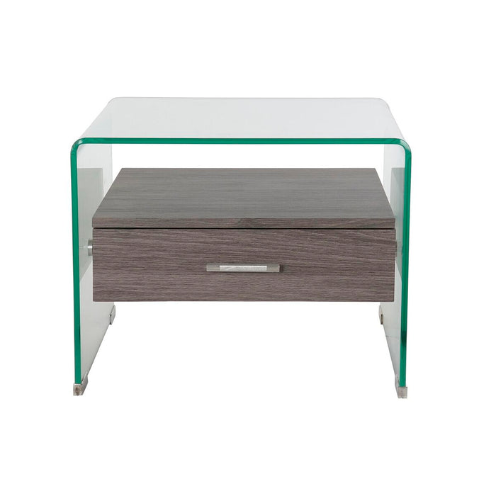 Noptieră DKD Home Decor Gri Maro închis Geam Lemn MDF 50 x 40 x 45,5 cm