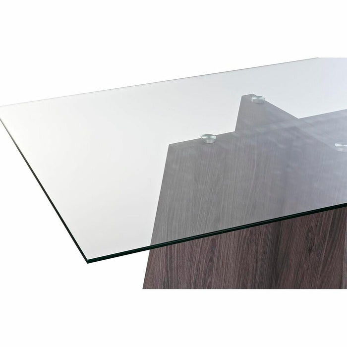 Masă de Sufragerie DKD Home Decor Geam Gri Metal Transparent 160 x 90 x 75 cm 30 x 40 cm Lemn MDF