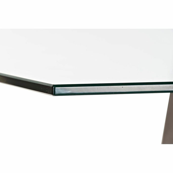 Masă de Sufragerie DKD Home Decor Geam Gri Metal Transparent 160 x 90 x 75 cm 30 x 40 cm Lemn MDF