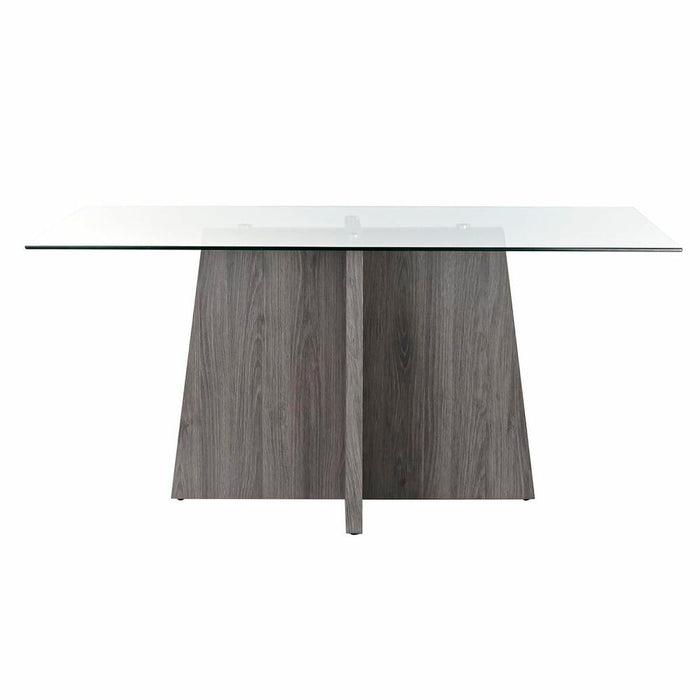 Masă de Sufragerie DKD Home Decor Geam Gri Metal Transparent 160 x 90 x 75 cm 30 x 40 cm Lemn MDF