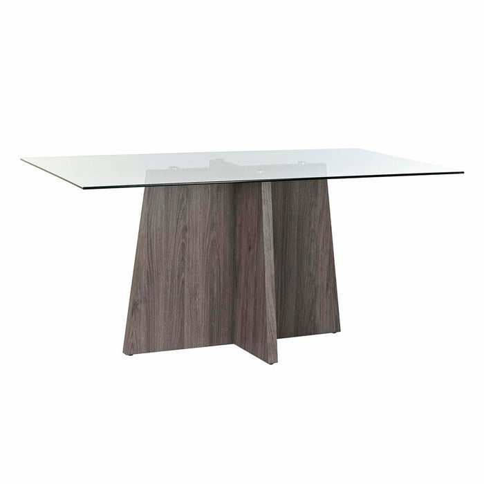 Masă de Sufragerie DKD Home Decor Geam Gri Metal Transparent 160 x 90 x 75 cm 30 x 40 cm Lemn MDF