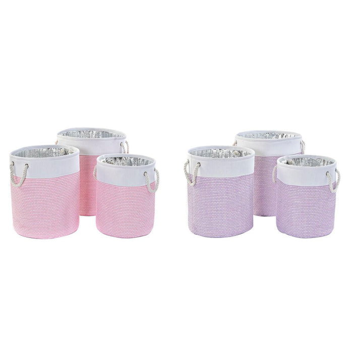 Set de Coșuri DKD Home Decor Poliester 40 x 40 x 49 cm (2 Unități)