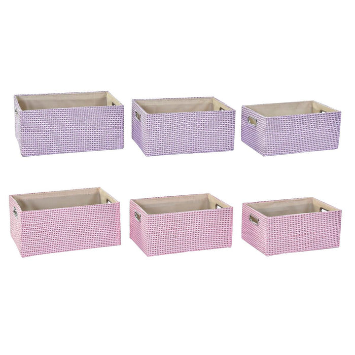 Set de Coșuri DKD Home Decor 40,5 x 27,5 x 18 cm Poliester (2 Unități)