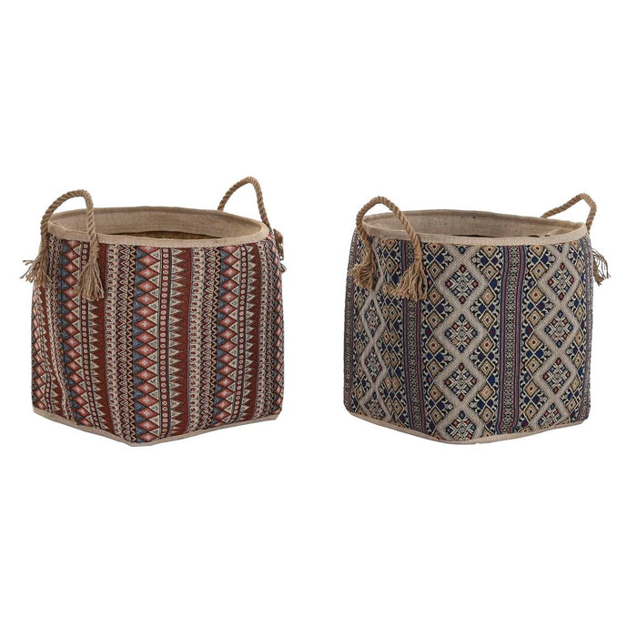 Coș DKD Home Decor 40 x 40 x 48 cm Iută Iarbă de mare Boho (2 Unități)
