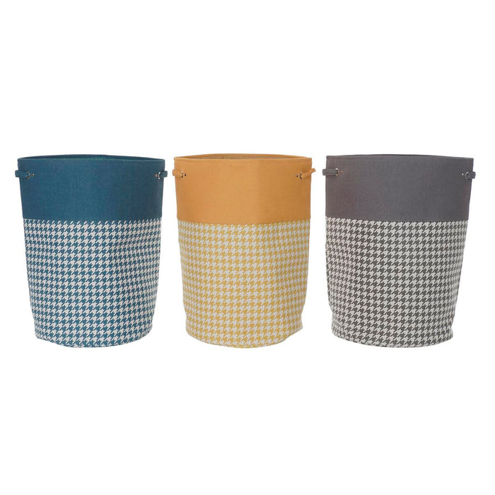 Coș pentru rufe murdare DKD Home Decor Model imprimat pe un material, reprezentând un "v" întors Metal Galben Albastru Gri Multi