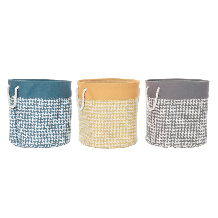 Coș pentru rufe murdare DKD Home Decor Model imprimat pe un material, reprezentând un "v" întors Gri Albastru Galben 45 x 45 x 4