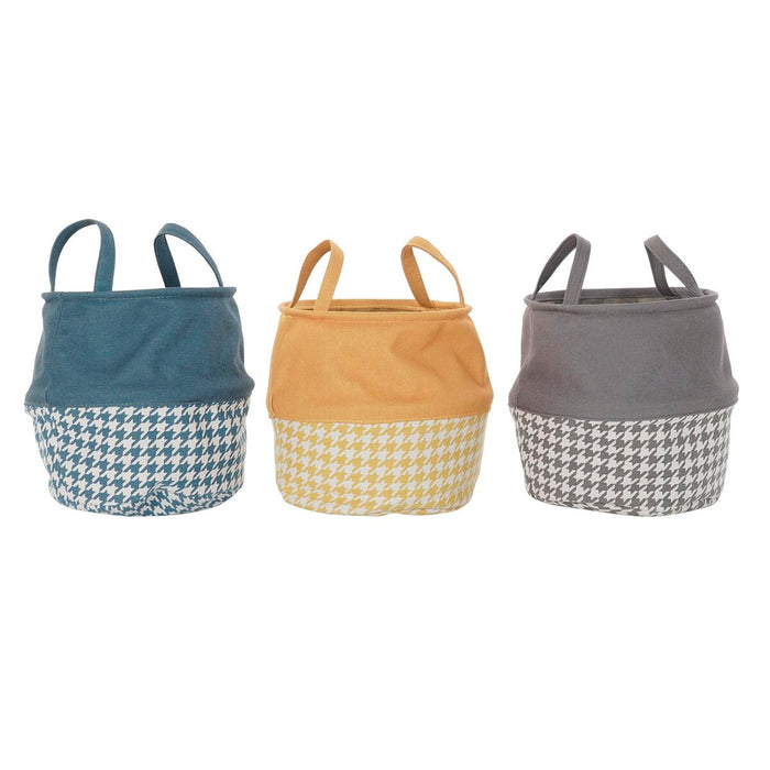 Coș pentru rufe murdare DKD Home Decor Model imprimat pe un material, reprezentând un "v" întors Galben Gri Gri închis 28 x 28 x