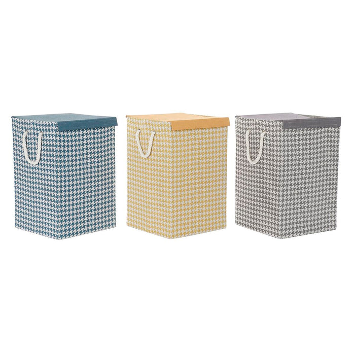 Coș pentru rufe murdare DKD Home Decor Model imprimat pe un material, reprezentând un "v" întors 36 x 36 x 55 cm Gri Albastru Ga