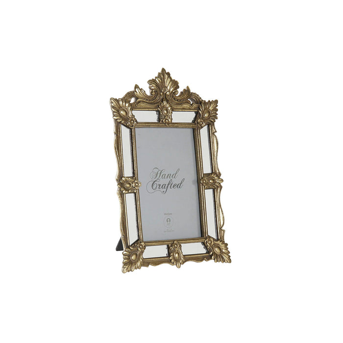 Ramă Foto DKD Home Decor Șampanie Rășină Geam Oglindă Shabby Chic 16 x 2 x 25 cm