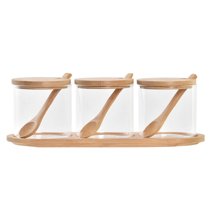 Zaharniță DKD Home Decor Bazic Transparent Natural Bambus 3 Piese 8,5 cm 29 x 10 x 10 cm
