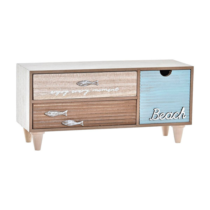 Casetă de Bijuterii DKD Home Decor 34 x 13 x 16 cm Lemn Maro Turquoise