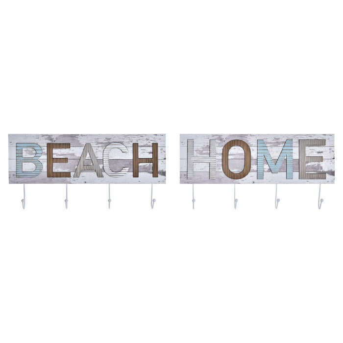 Cuier de perete DKD Home Decor Lemn Metal Plajă 45 x 5 x 23 cm (2 Unități)