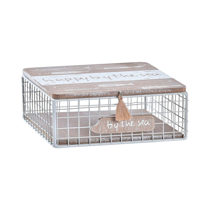 Cutie Decorativă DKD Home Decor Alb Maro Lemn Metal Aluminiu 16 x 16 x 6 cm