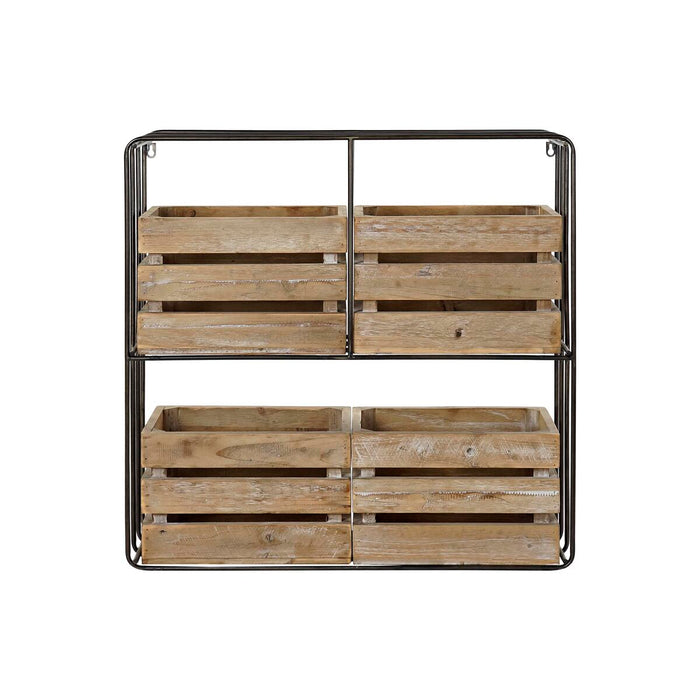 Raft DKD Home Decor Negru Natural Lemn Metal 72 x 22 x 72 cm