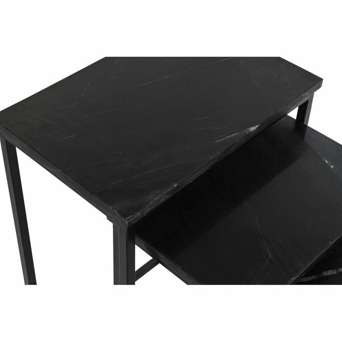 Set de 3 Măsuțe DKD Home Decor 40 x 26 x 65 cm Negru Metal Marmură