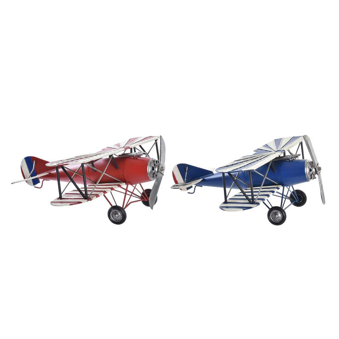 Figură Decorativă DKD Home Decor Roșu Bleumarin Avion Vintage 45 x 38 x 16 cm (2 Unități) (1 Unități)