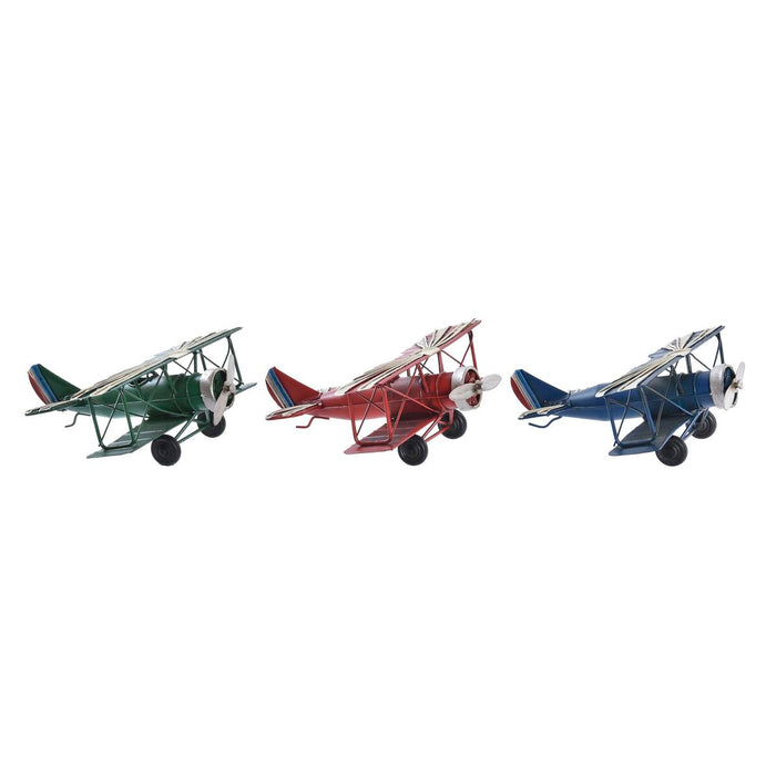 Figură Decorativă DKD Home Decor Avion Mic Vintage 16 x 15 x 6,5 cm (3 Piese)
